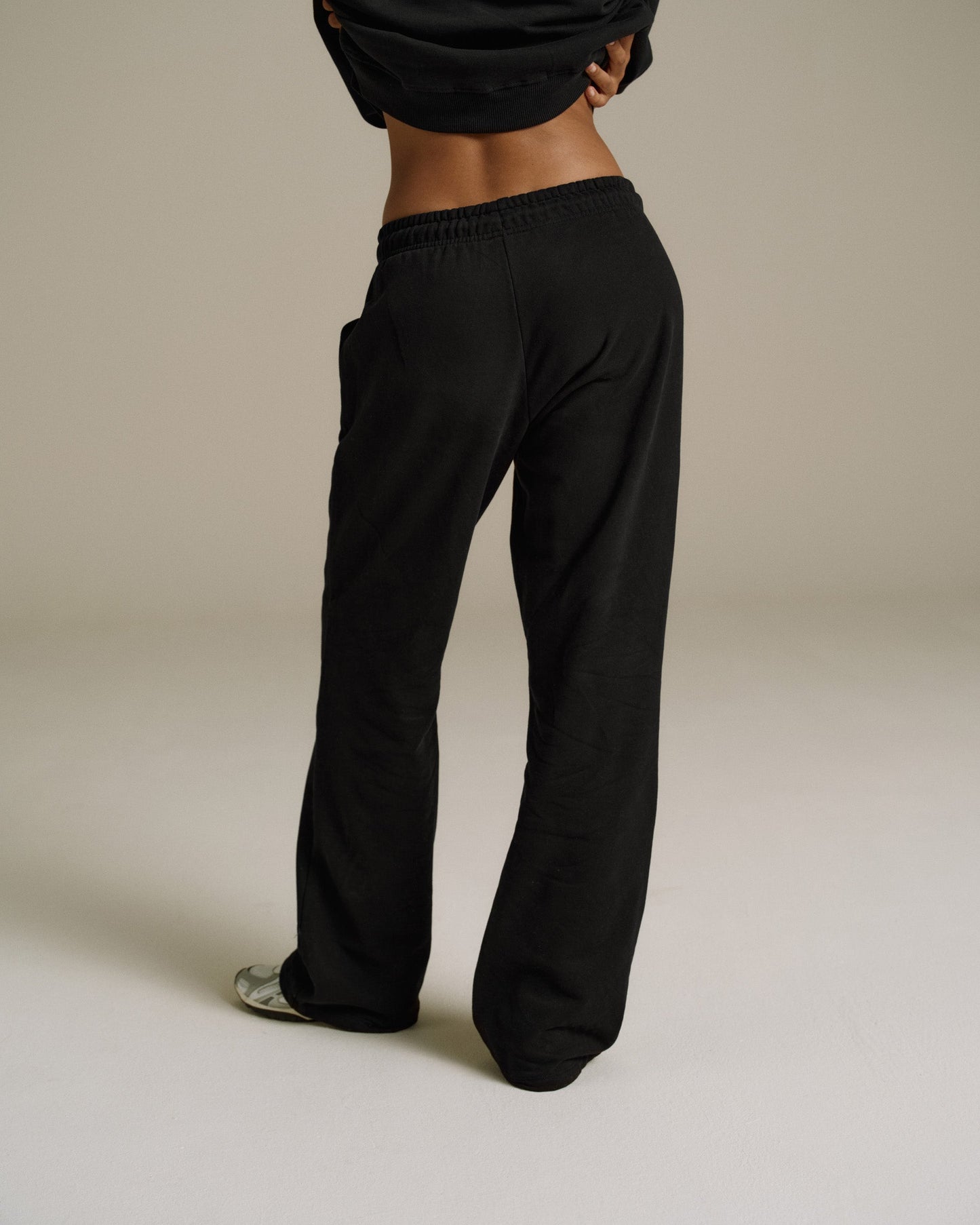 Varsity Loose Fit Straight Leg Sweatpants - Black