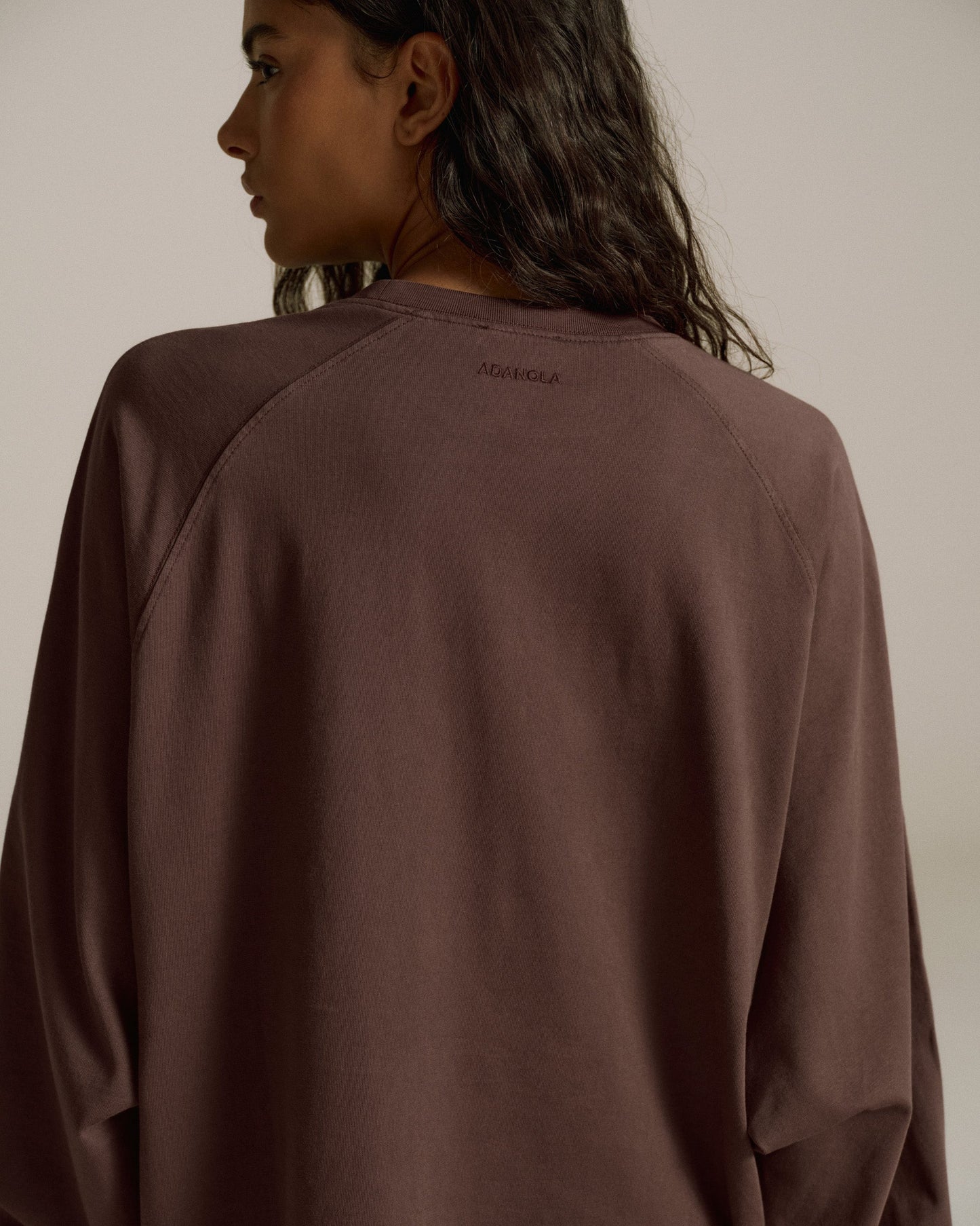 Washed Long Sleeve Oversized T-shirt - Chocolate Brown