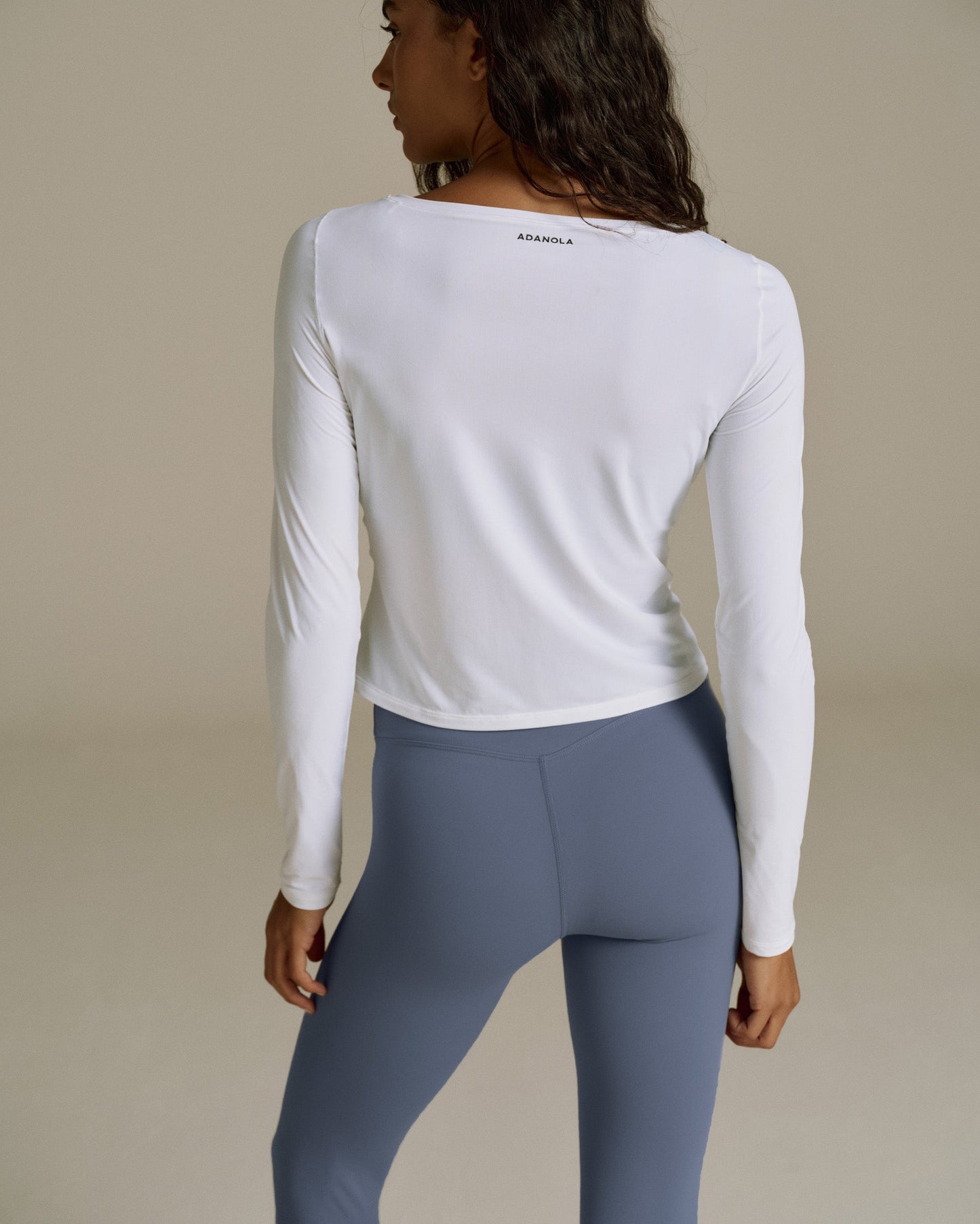 Soft Touch V Neck Long Sleeve Top - White