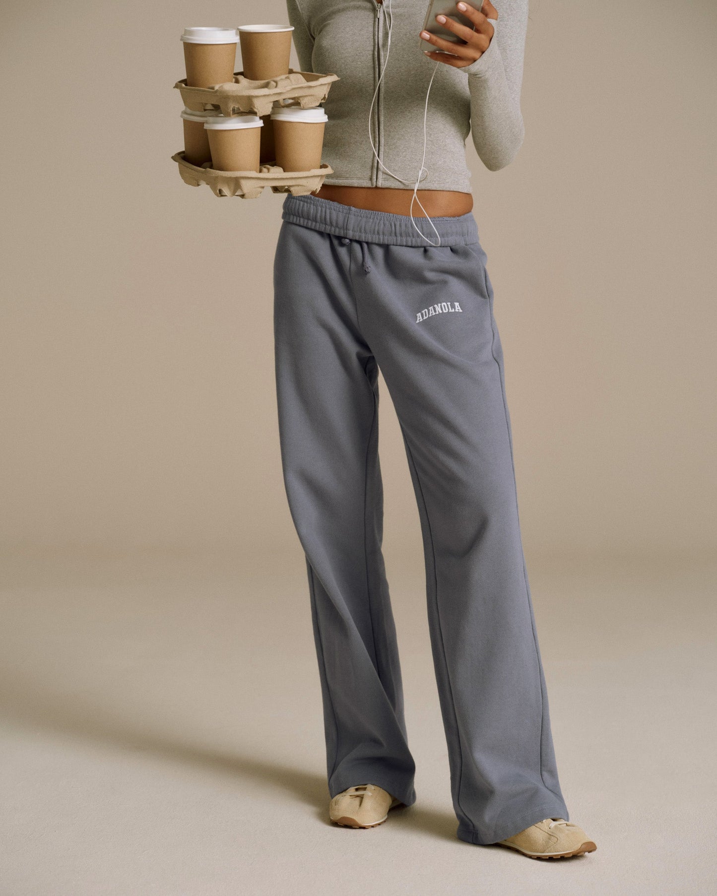 Varsity Loose Fit Straight Leg Sweatpants - Slate Blue