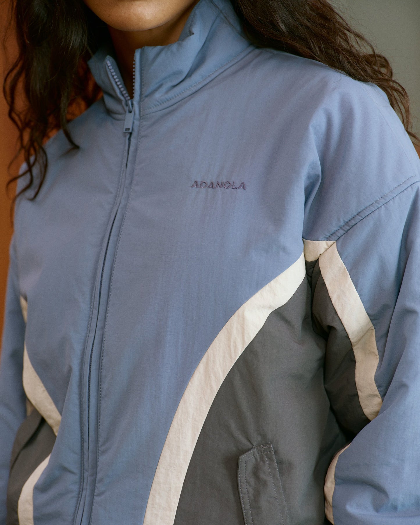 Panel Detail Track Jacket - Slate Blue