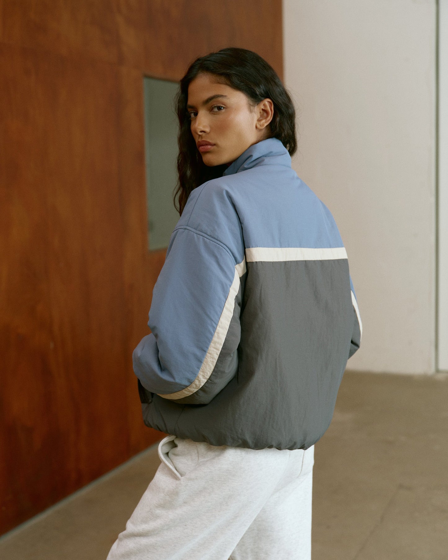 Panel Detail Track Jacket - Slate Blue