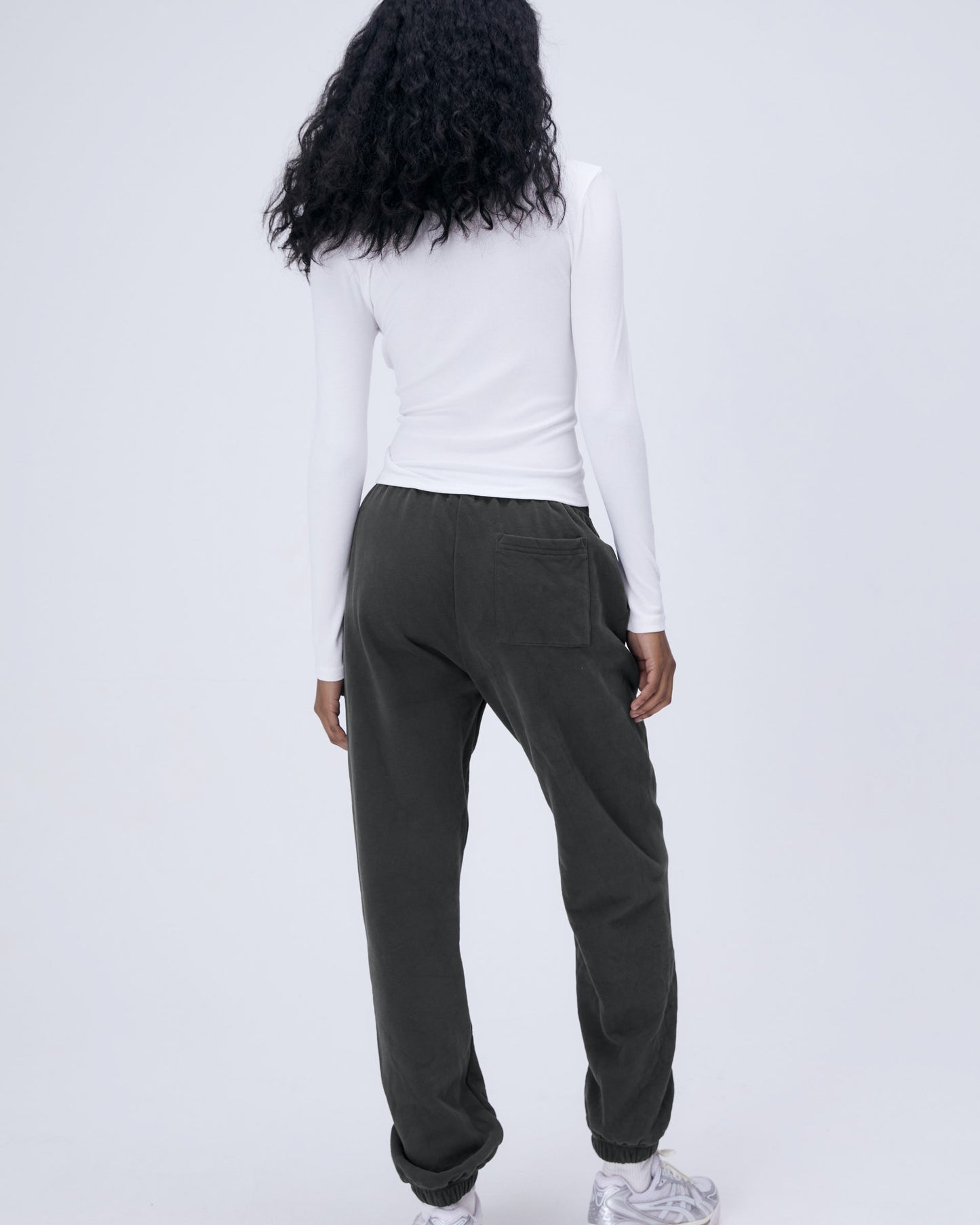 Rib Long Sleeve Button Up Top - White