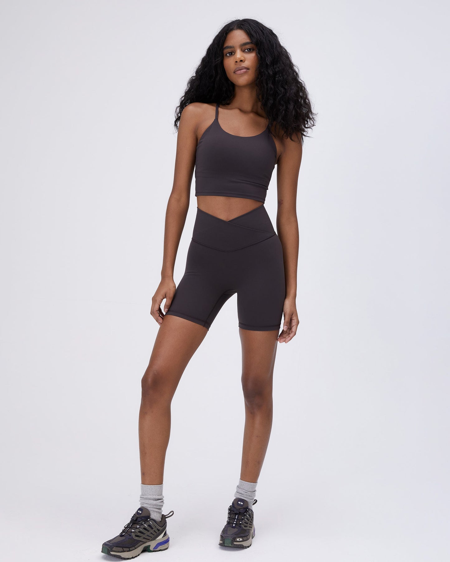 Ultimate Wrap Over Crop Shorts - Coffee Bean
