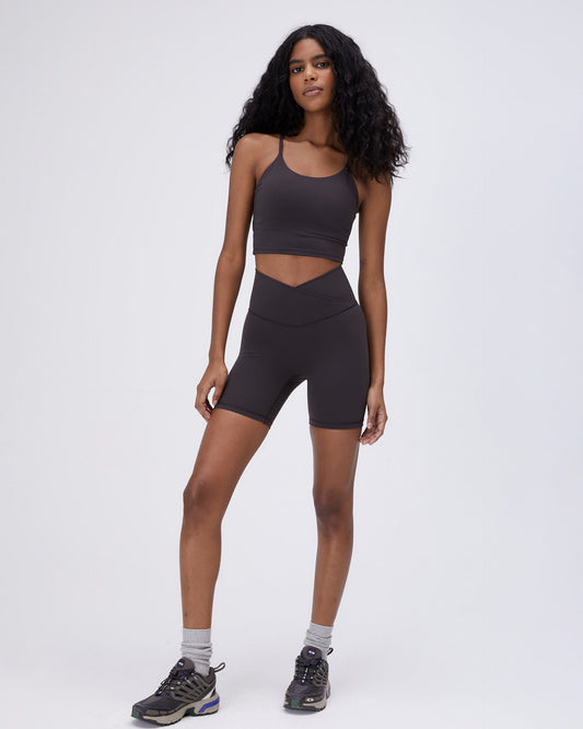 Ultimate Wrap Over Crop Shorts - Coffee Bean