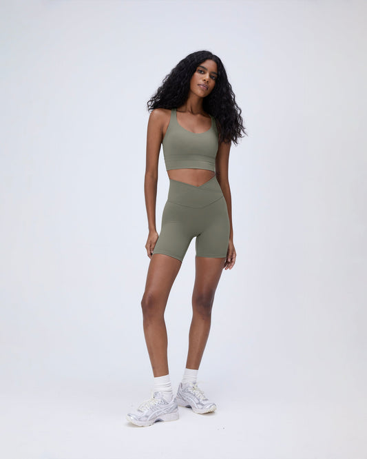 Ultimate Wrap Over Crop Shorts - Olive Green