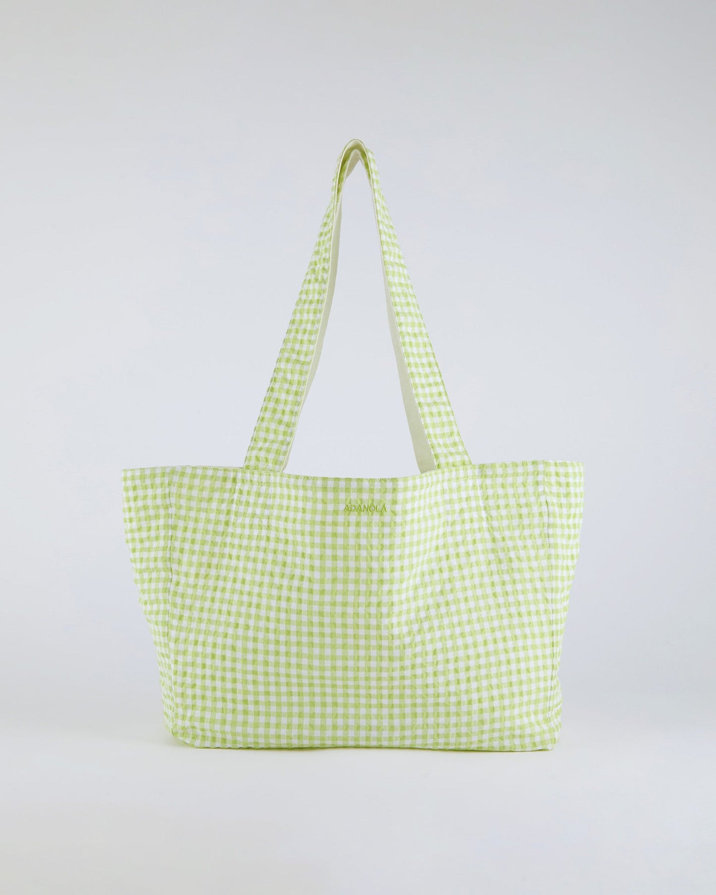 Gingham Reversible Tote Bag - Green
