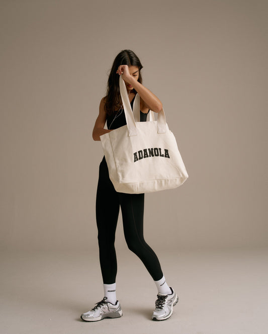 Varsity Tote Bag - Cream/Black