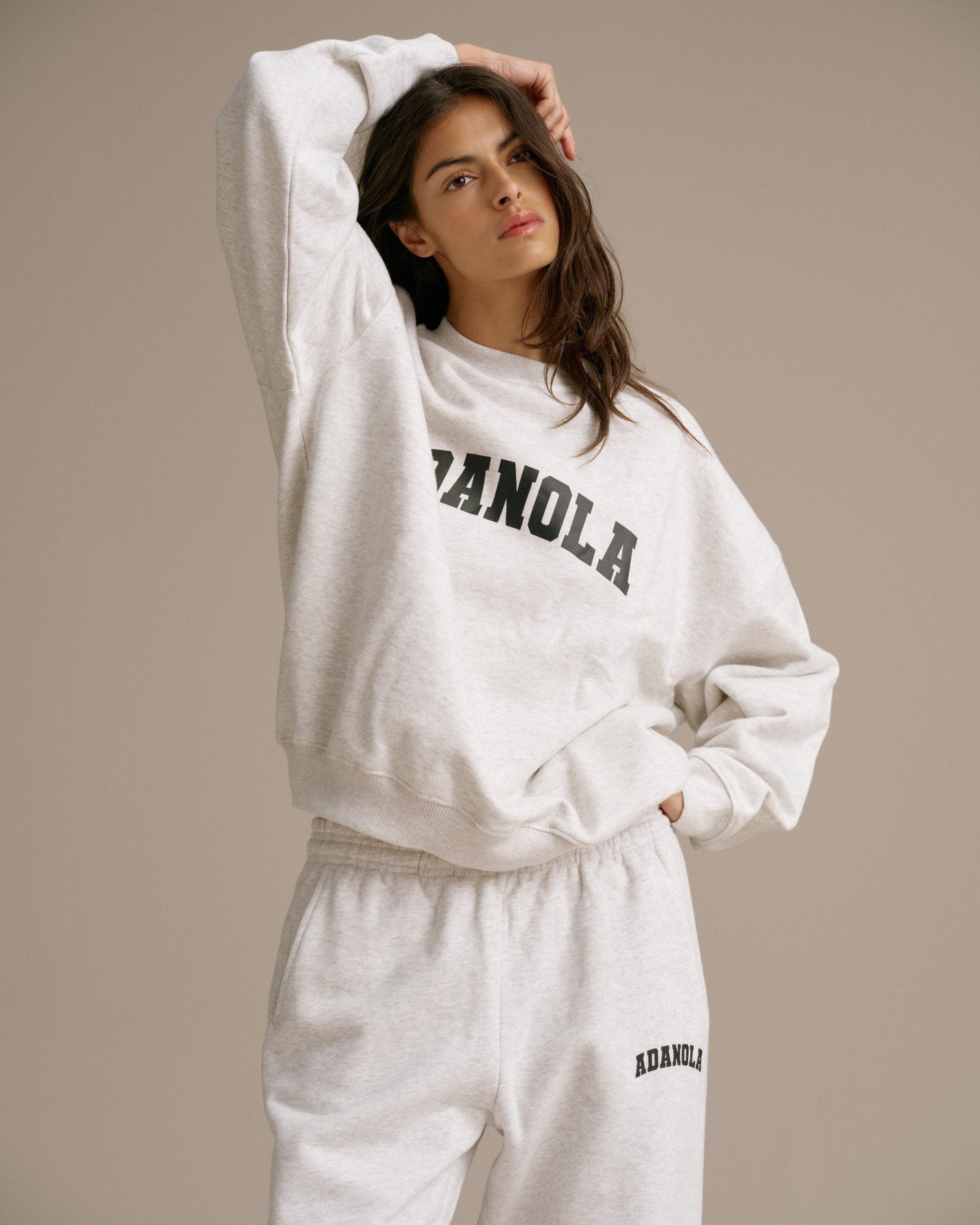 Varsity Oversized Sweatshirt - Light Grey Melange/Black