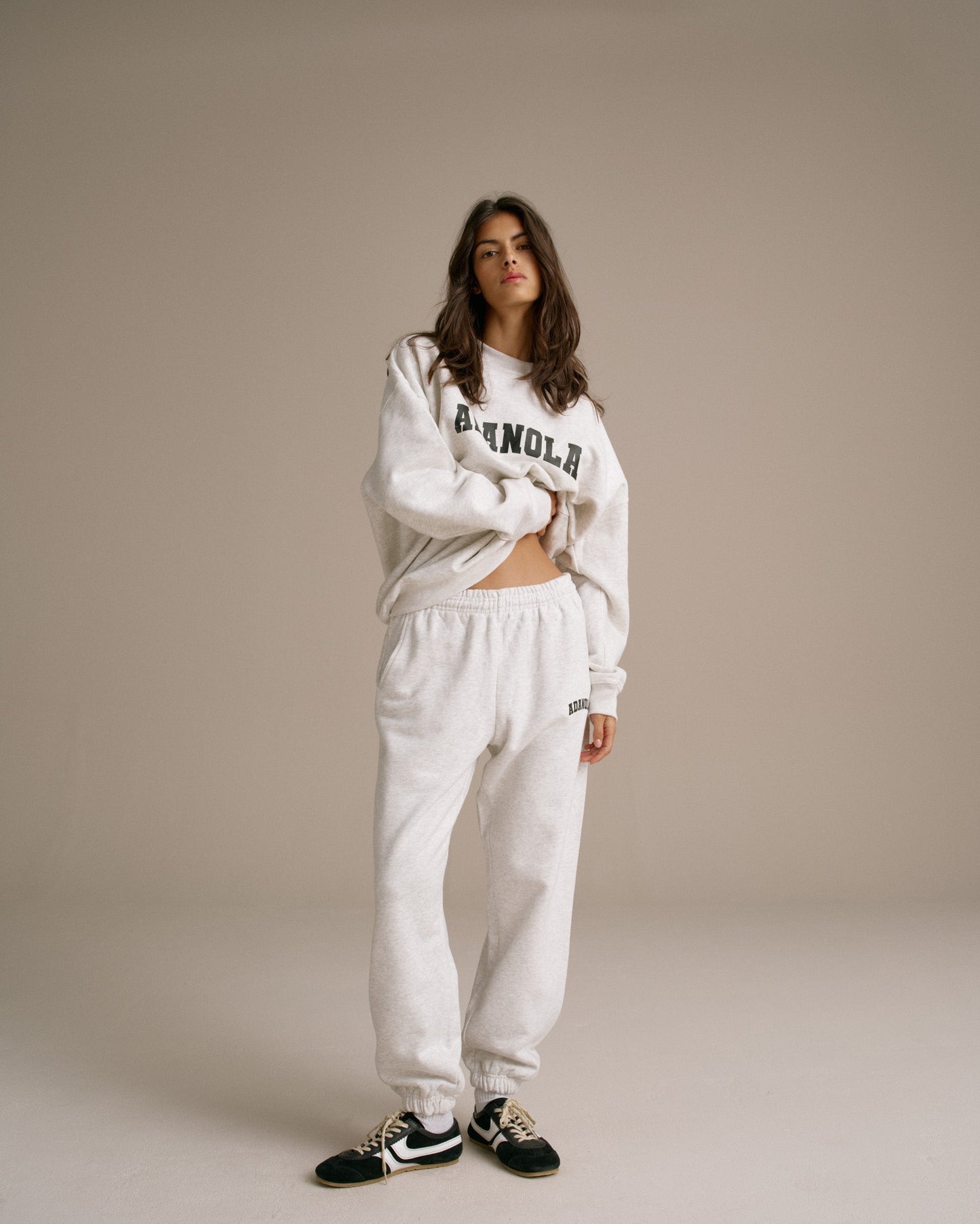 Varsity Oversized Sweatshirt - Light Grey Melange/Black