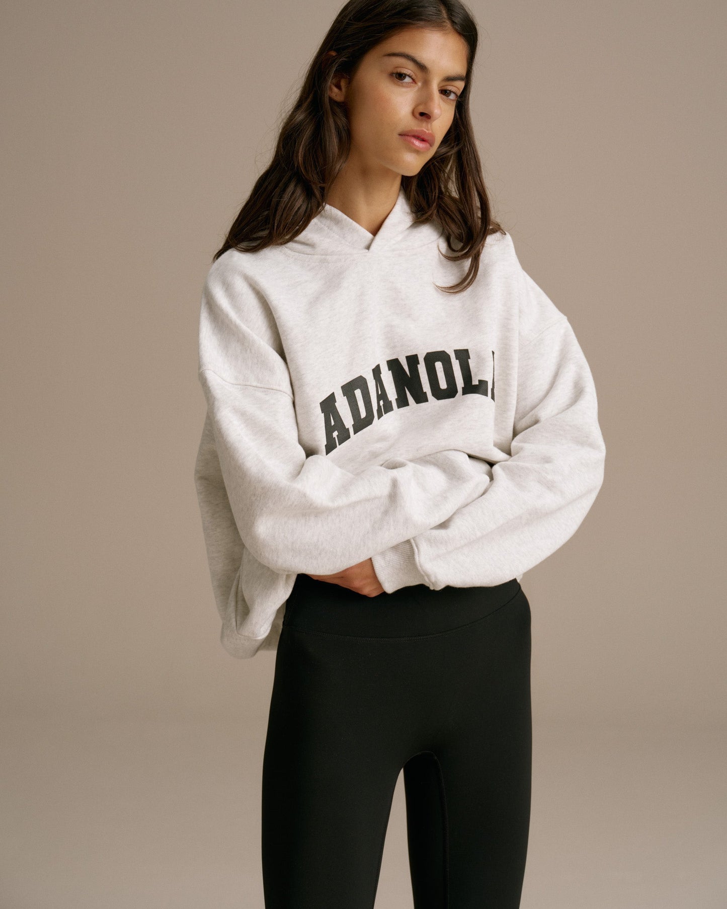 Varsity Oversized Hoodie - Light Grey Melange/Black