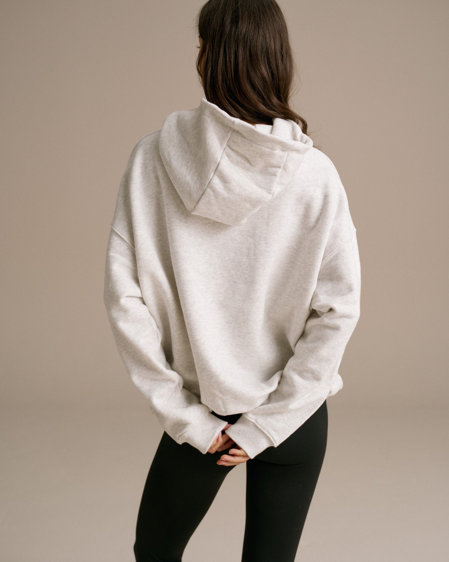 Varsity Oversized Hoodie - Light Grey Melange/Black