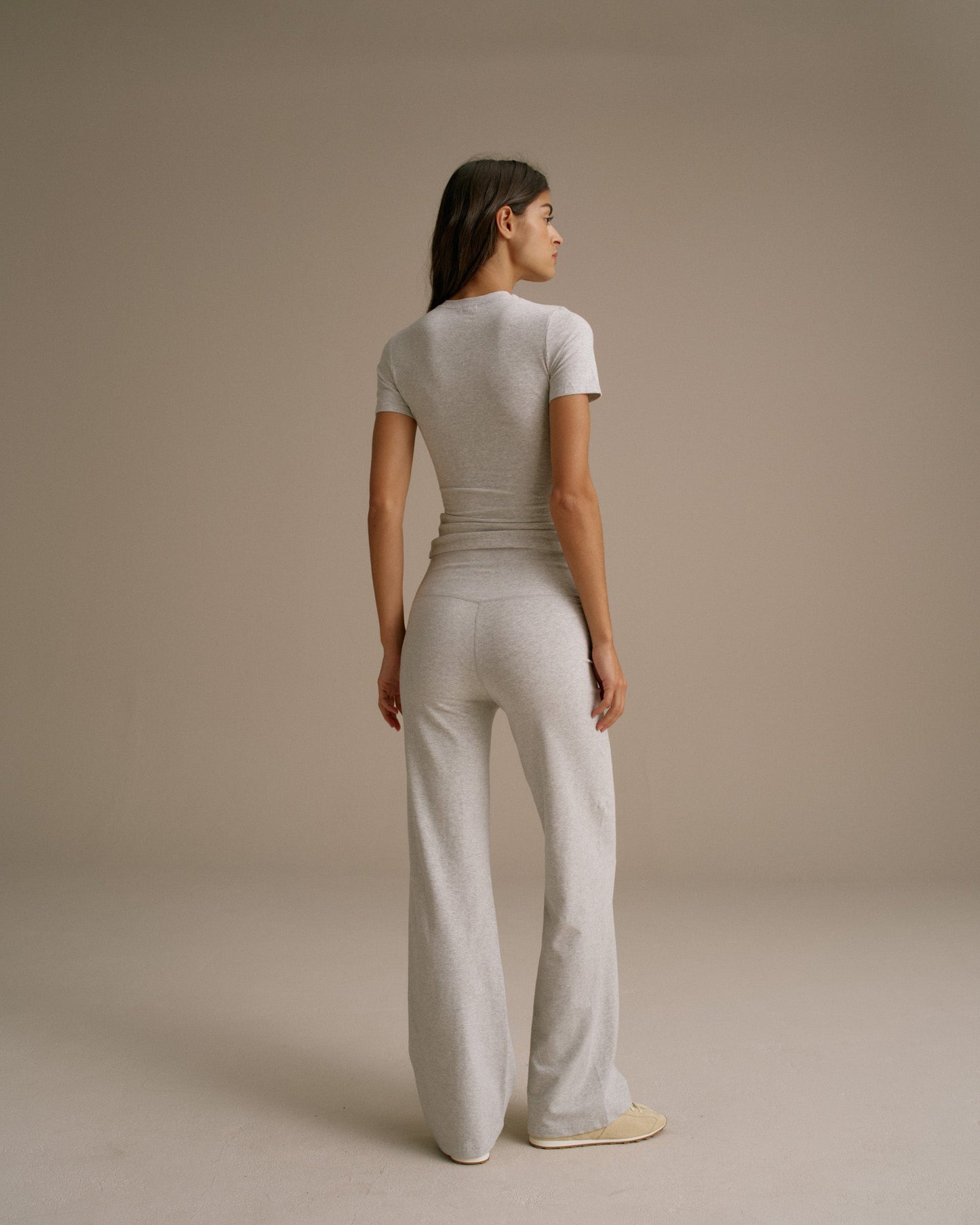 Cotton Short Sleeve Top - Grey Melange