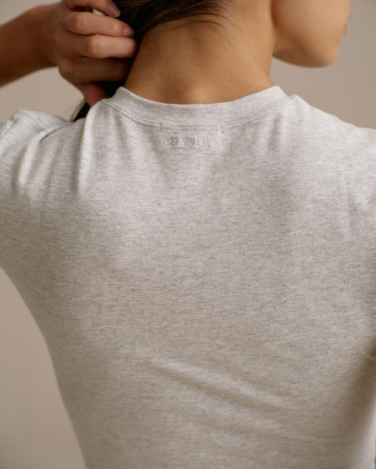 Cotton Short Sleeve Top - Grey Melange