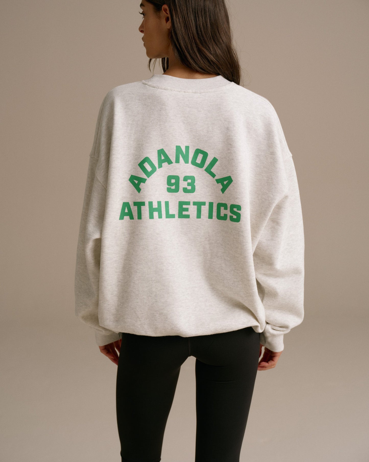 Campus Oversized Sweatshirt - Light Grey Melange/Jade Green