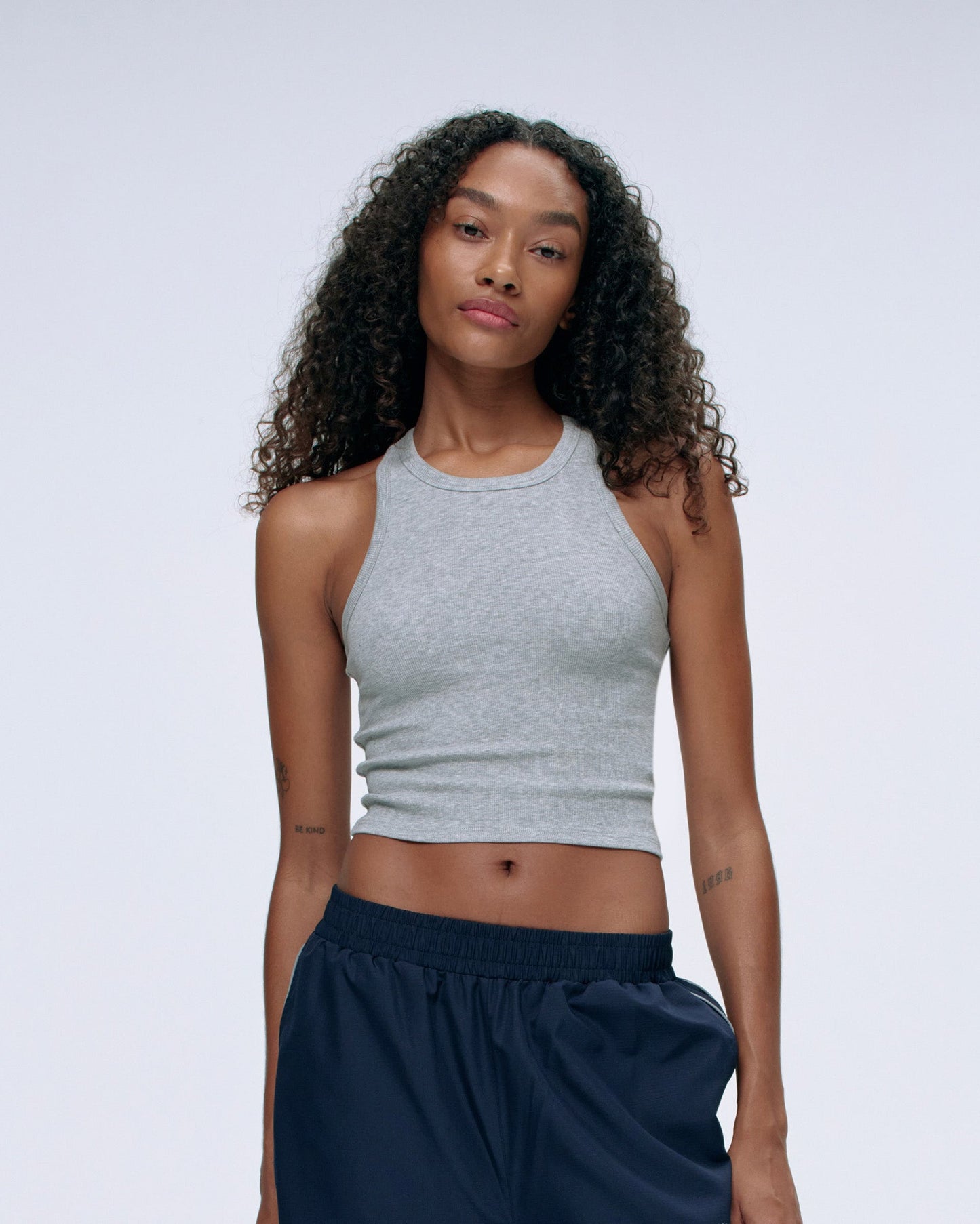 Rib Tank Top - Light Grey Melange