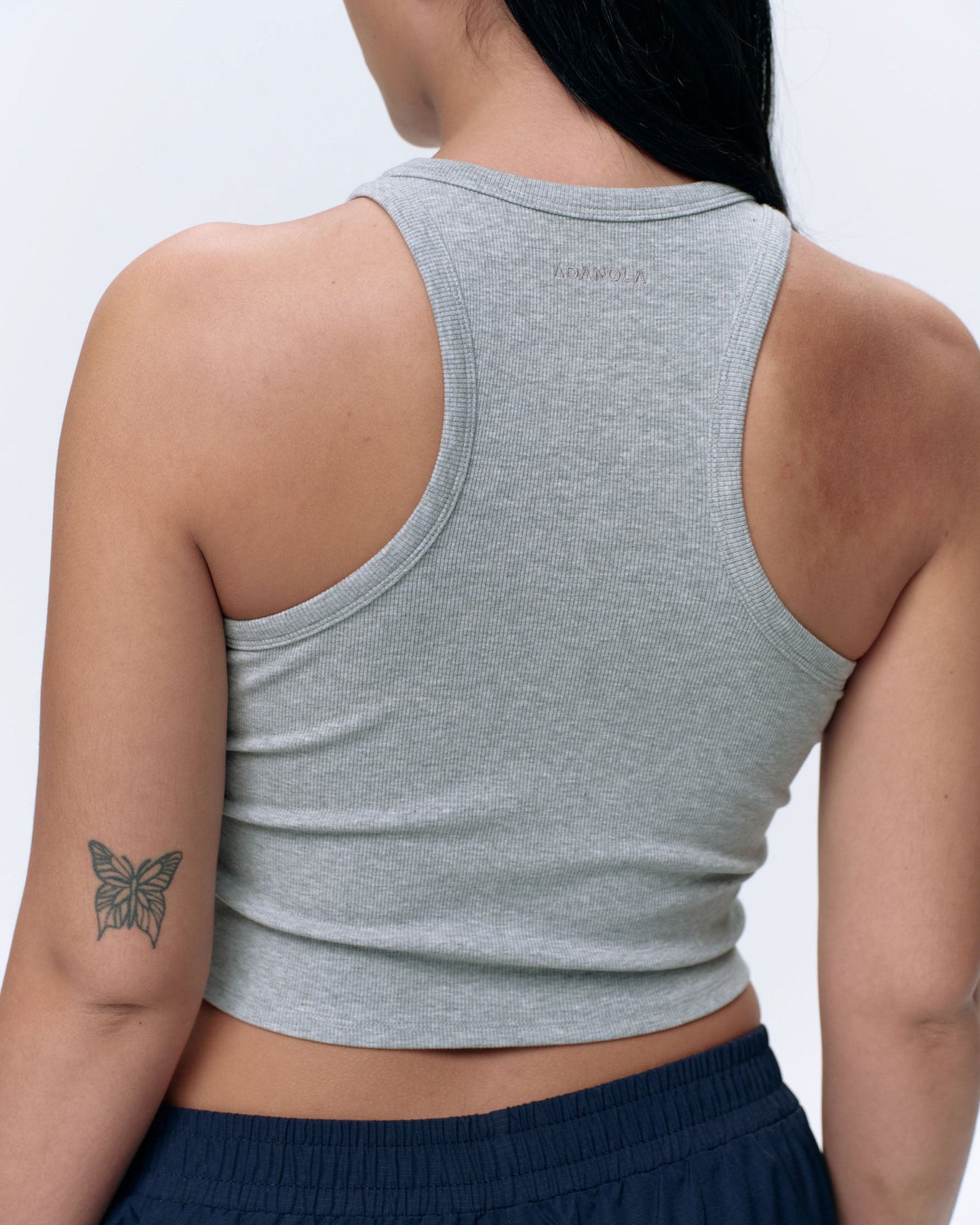 Rib Tank Top - Light Grey Melange