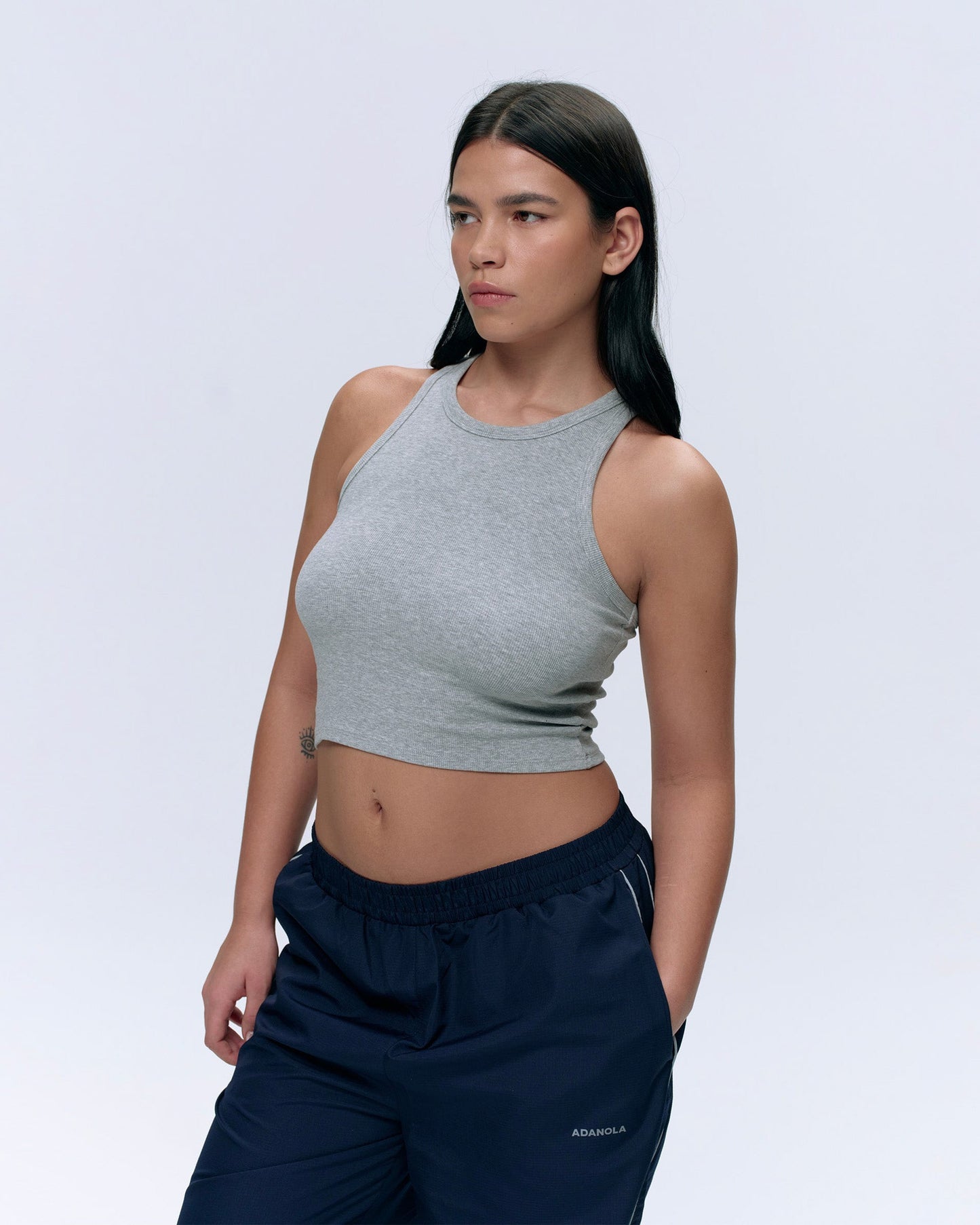 Rib Tank Top - Light Grey Melange