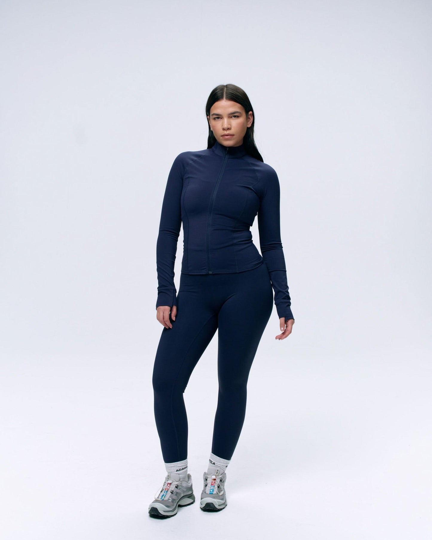 Ultimate Long Sleeve Zip Up Top - Navy Blue