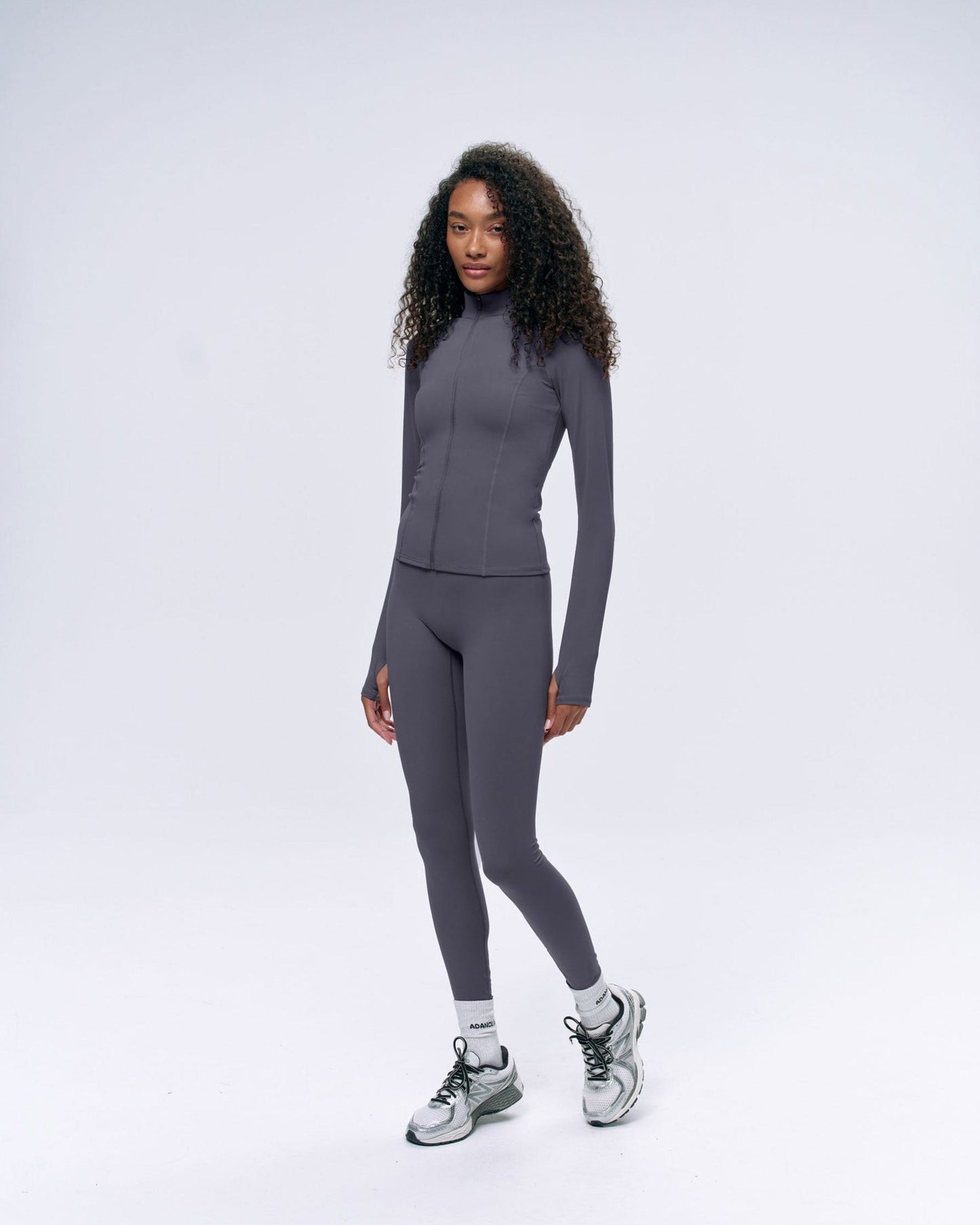 Ultimate Long Sleeve Zip Up Top - Dark Grey