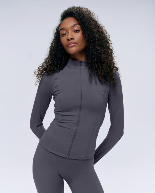 Ultimate Long Sleeve Zip Up Top - Dark Grey