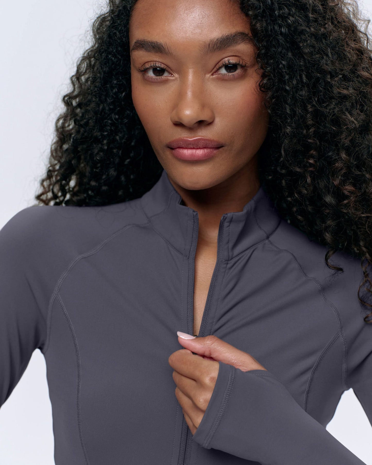 Ultimate Long Sleeve Zip Up Top - Dark Grey