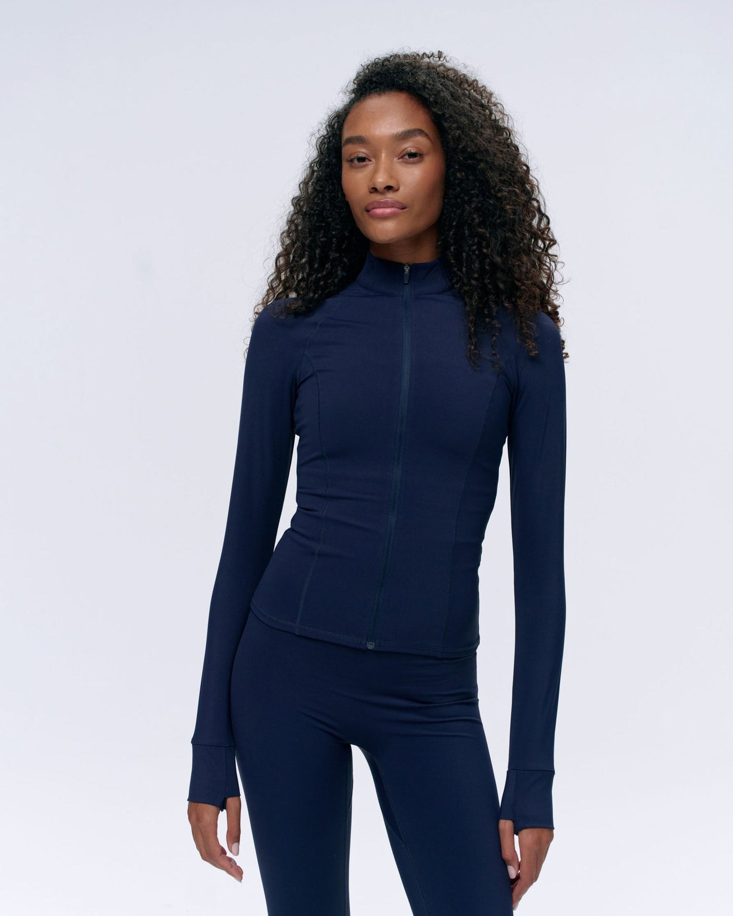 Ultimate Long Sleeve Zip Up Top - Navy Blue