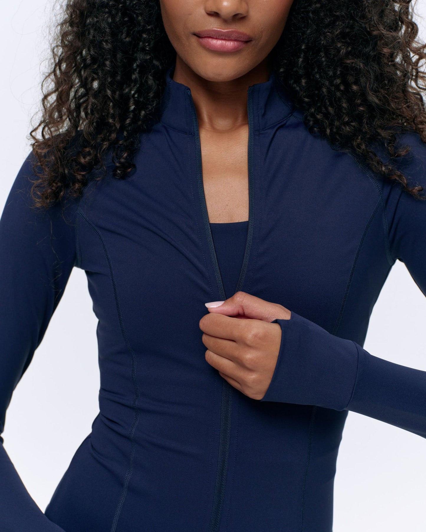Ultimate Long Sleeve Zip Up Top - Navy Blue