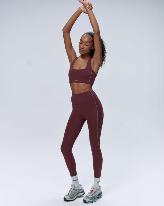 Ultimate Reflective Piping Leggings - Burgundy