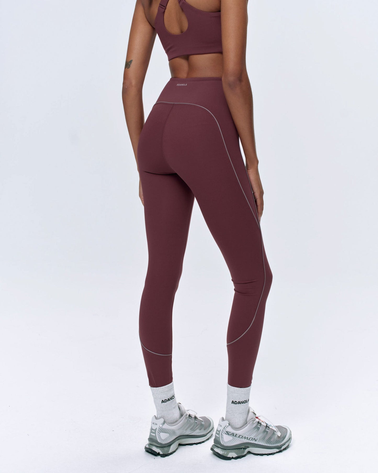 Ultimate Reflective Piping Leggings - Burgundy