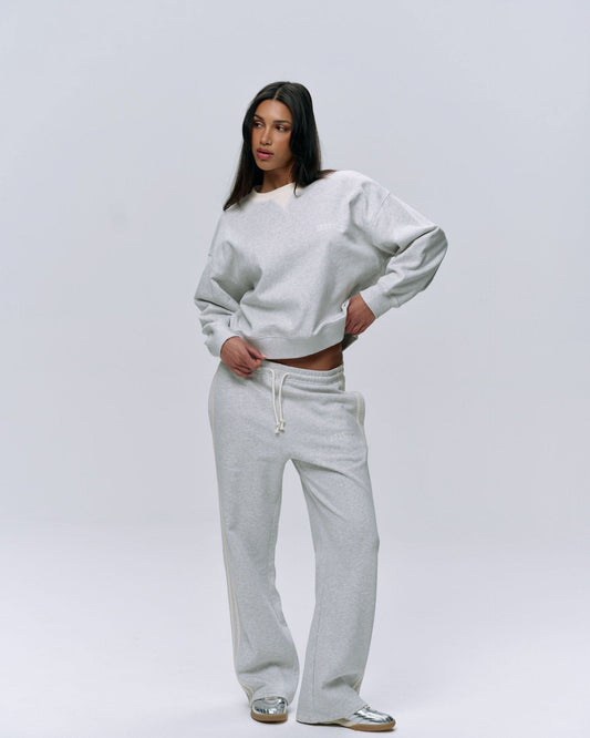 Varsity Loose Fit Sweatpants - Light Grey Melange/Marshmallow White