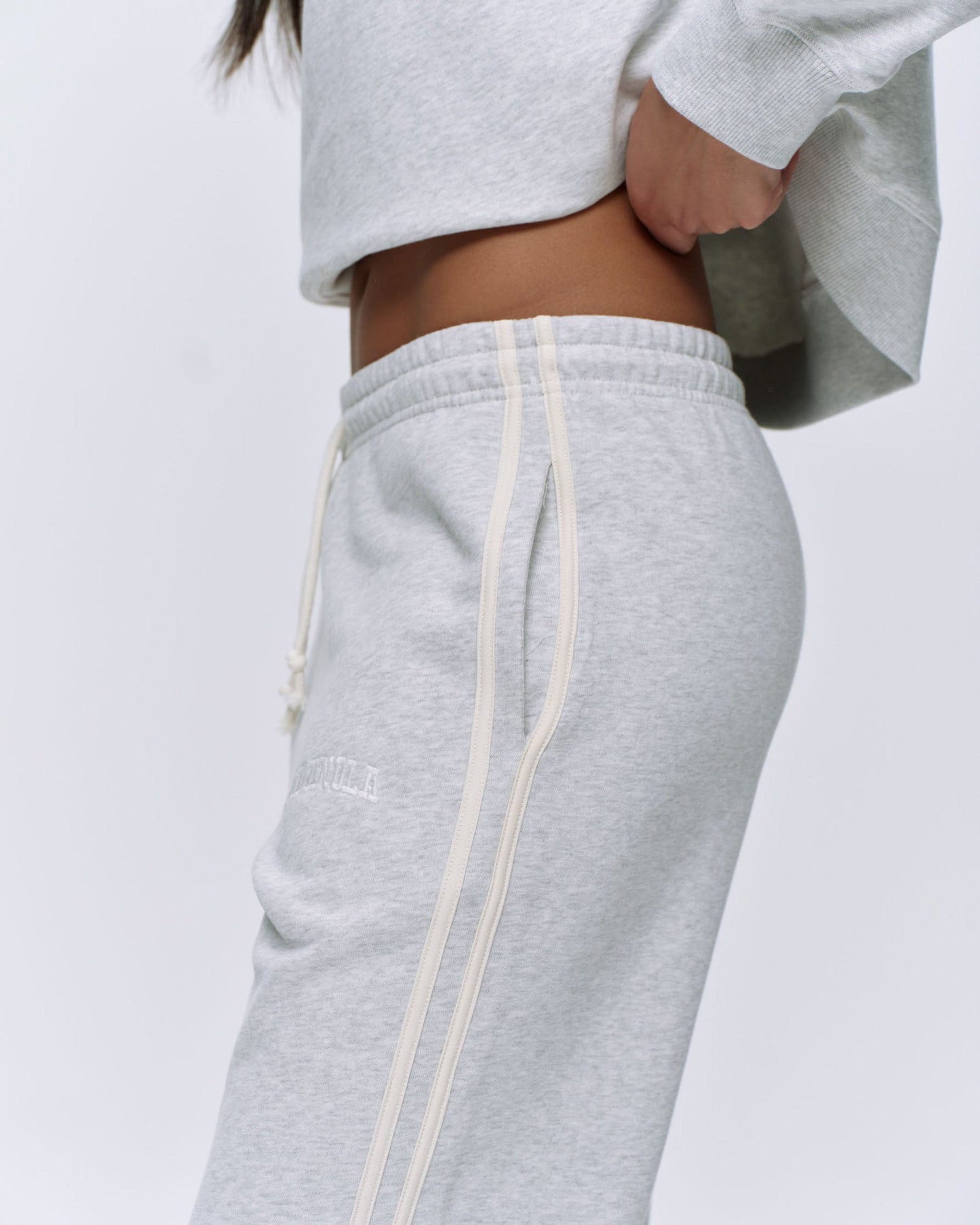 Varsity Loose Fit Sweatpants - Light Grey Melange/Marshmallow White