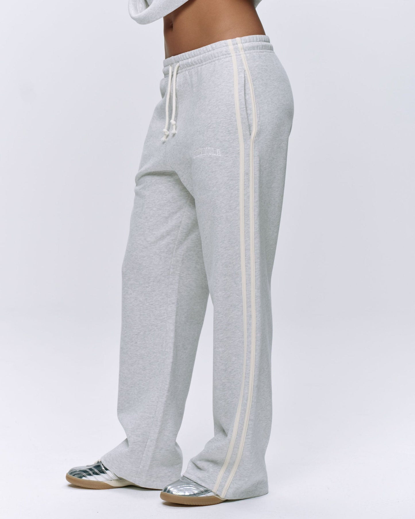 Varsity Loose Fit Sweatpants - Light Grey Melange/Marshmallow White