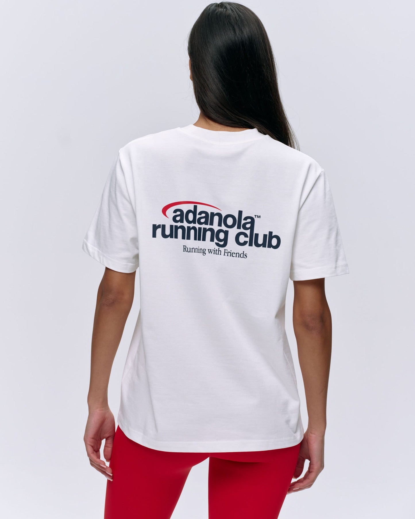 Adanola Running Short Sleeve Oversized T-shirt - White/Classic Red