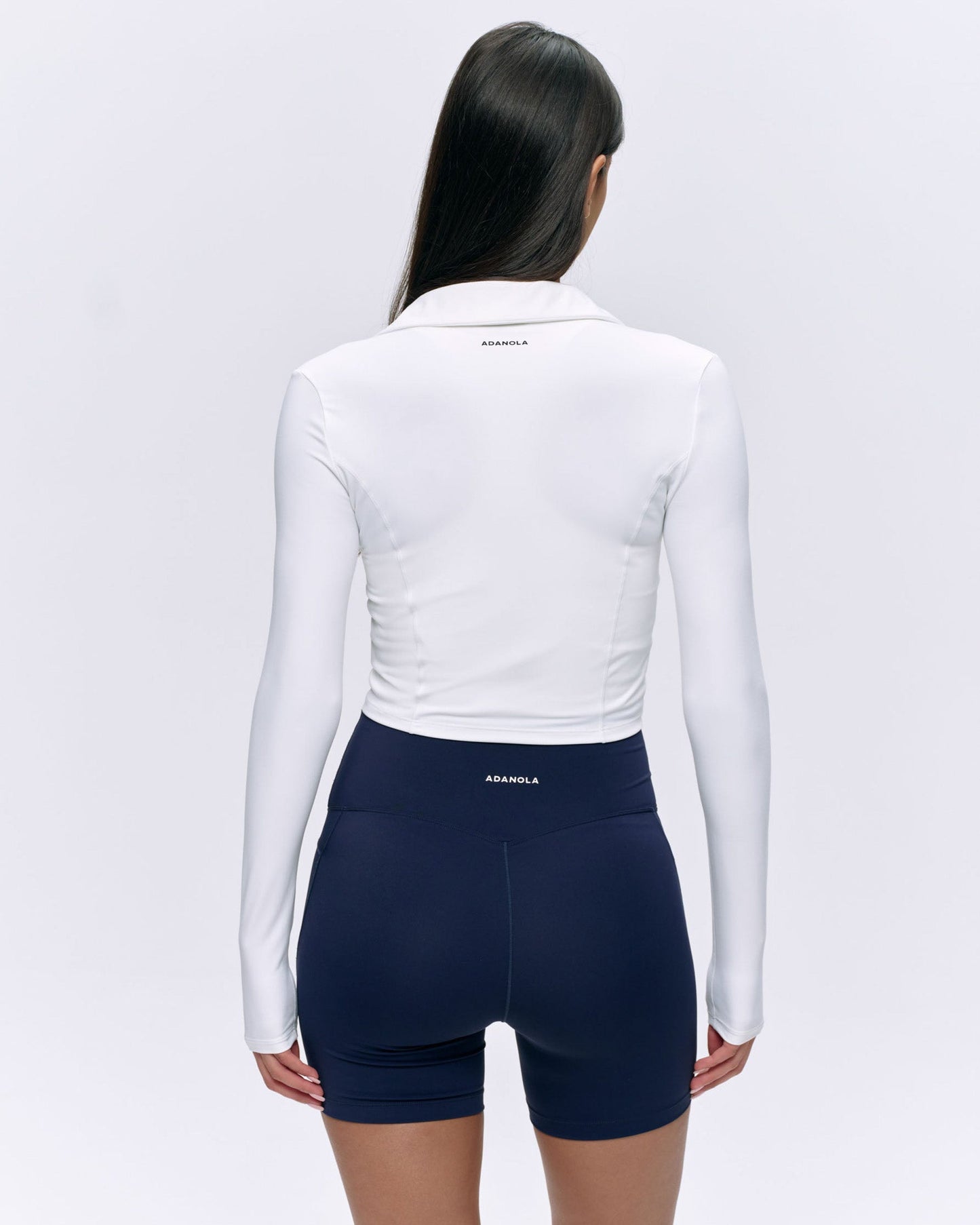 Brushed Long Sleeve Collared Top - White