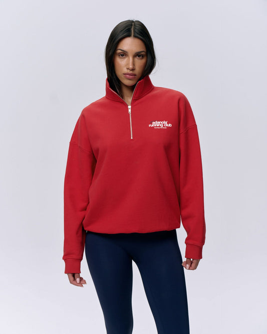 Adanola Running Oversized Funnel Neck Zip Sweatshirt - Classic Red