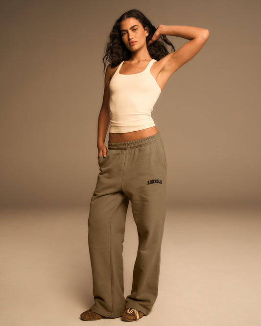 Varsity Straight Leg Sweatpants - Clay Beige