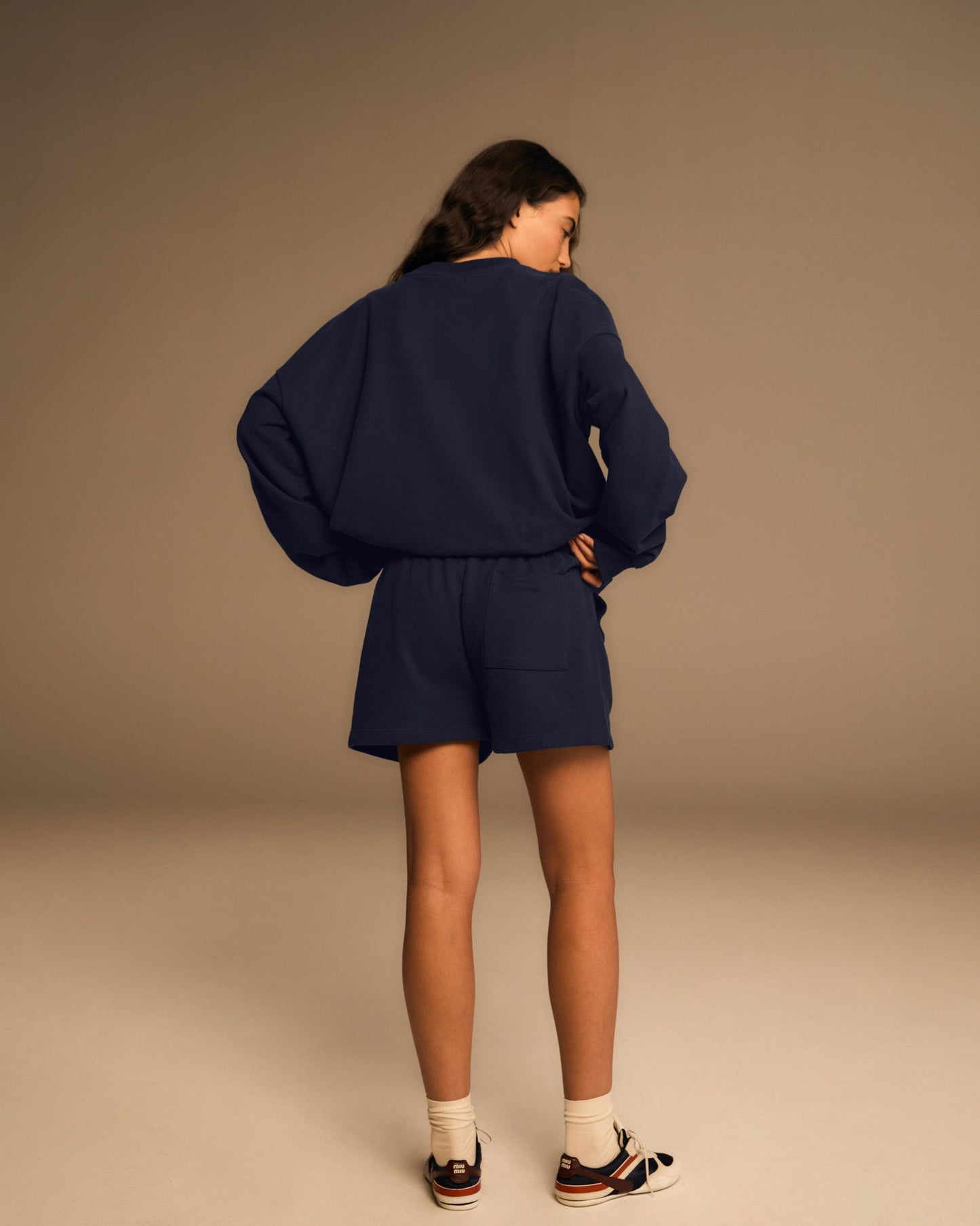 Varsity Oversized Sweatshirt - Navy Blue/Marshmallow White