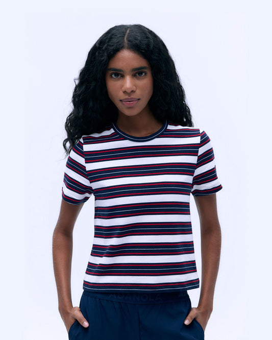 Stripe Short Sleeve Classic T-shirt - Navy Blue/Classic Red