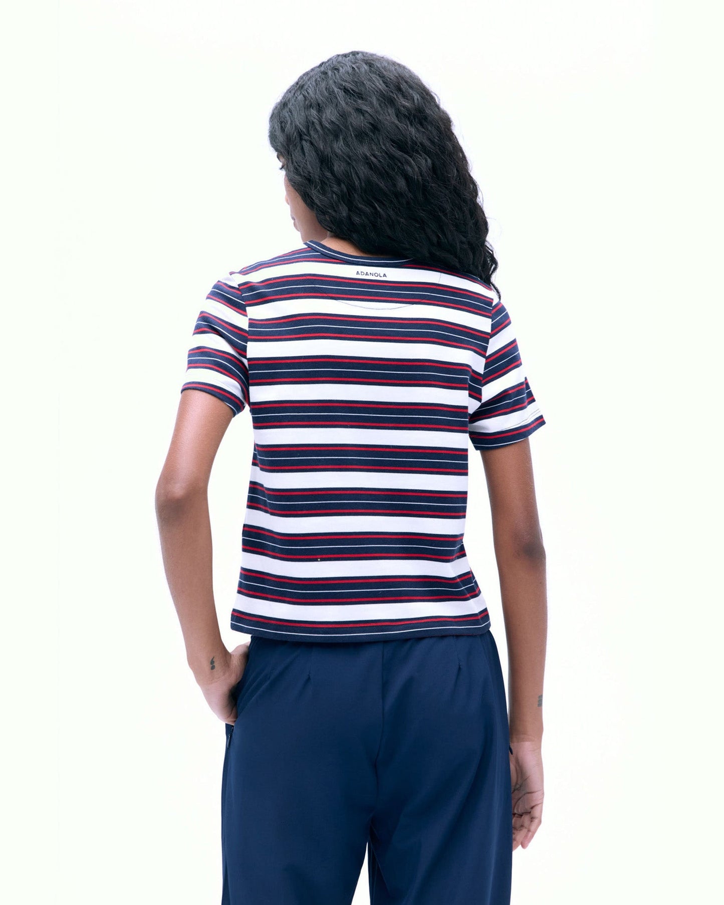Stripe Short Sleeve Classic T-shirt - Navy Blue/Classic Red