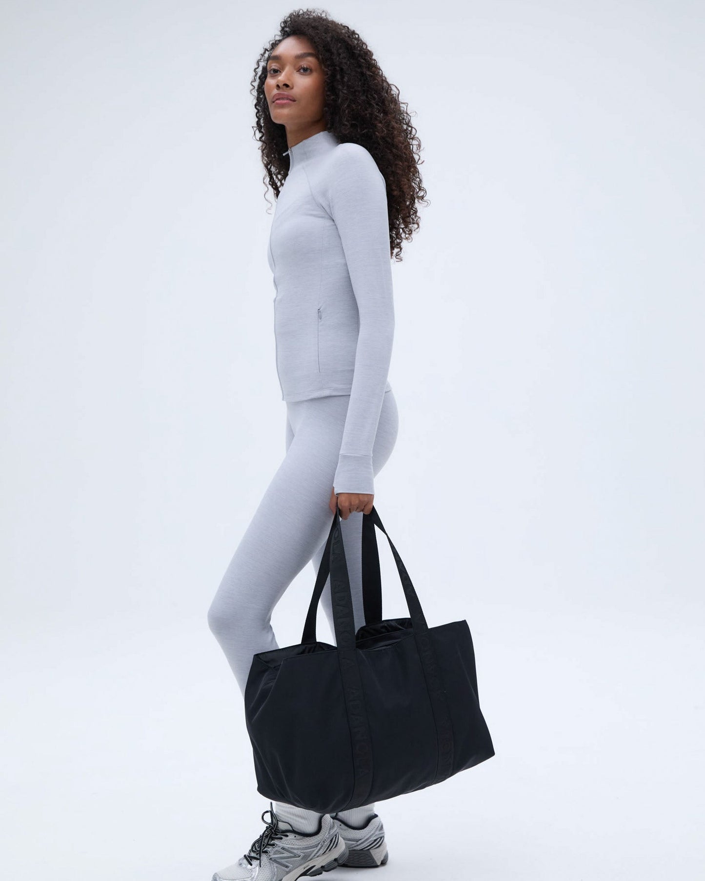 Nylon Zip Tote Bag - Black