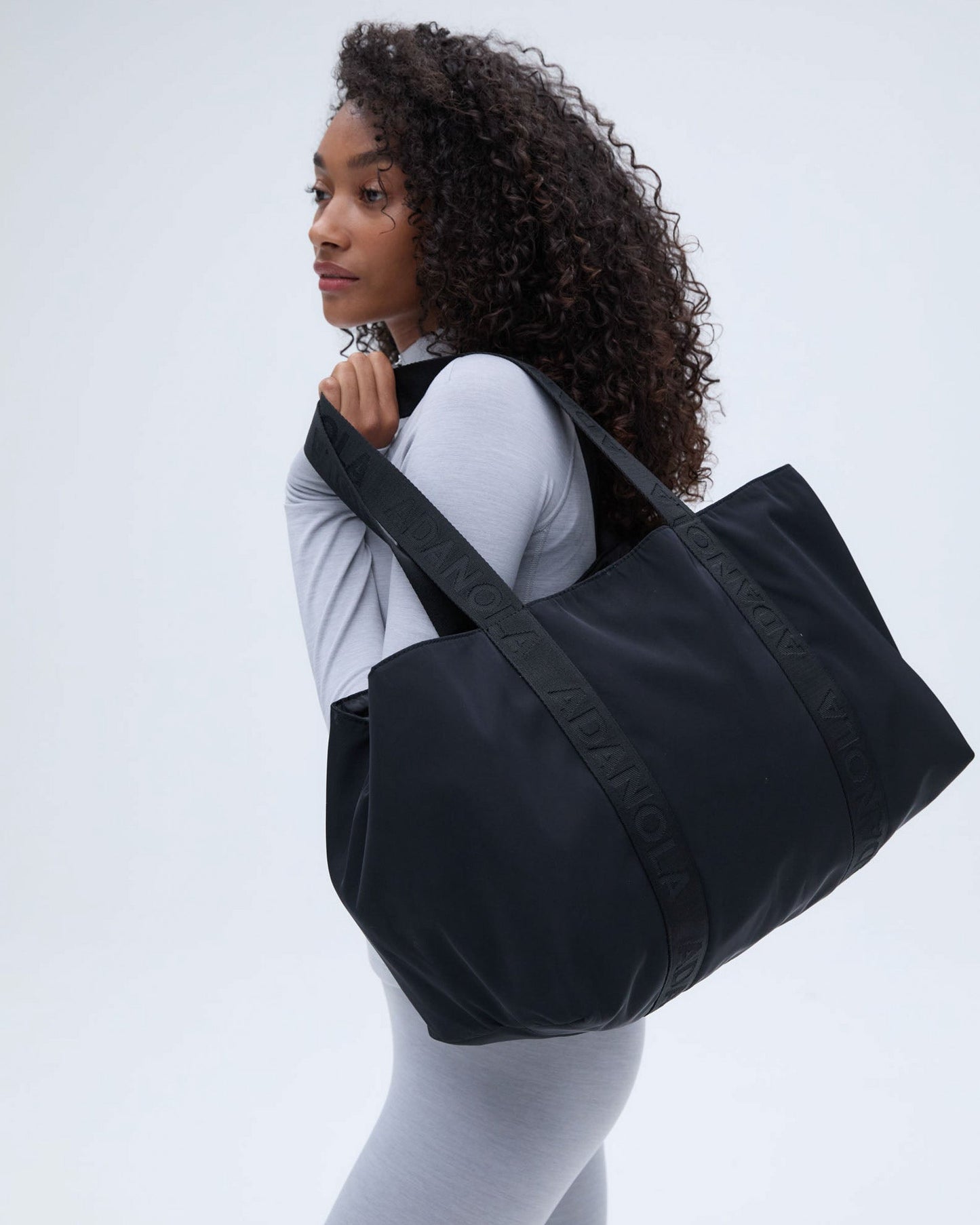 Nylon Zip Tote Bag - Black