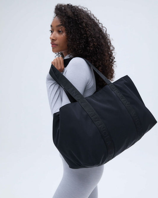 Nylon Zip Tote Bag - Black