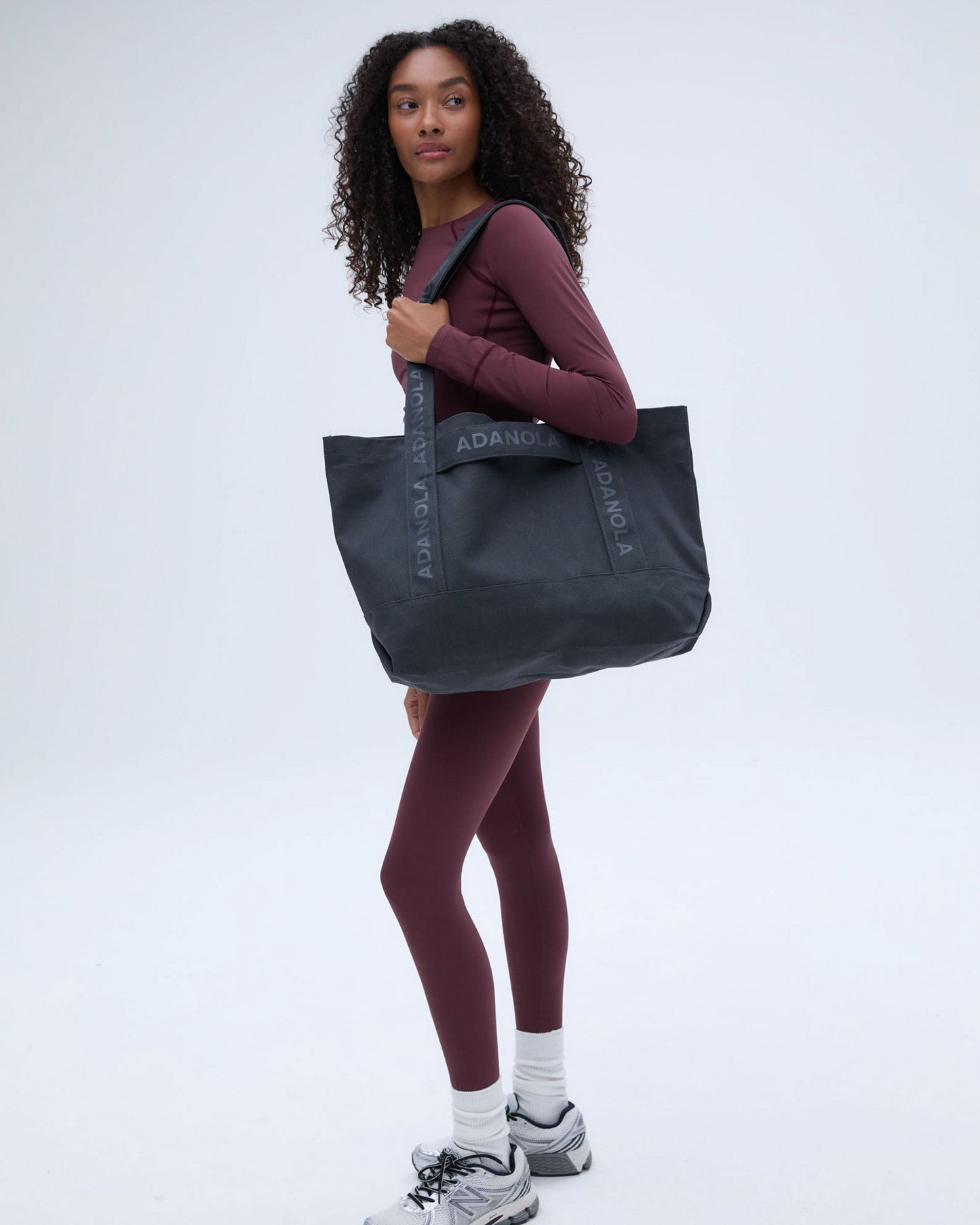 Branded Strap Tote Bag - Graphite Grey