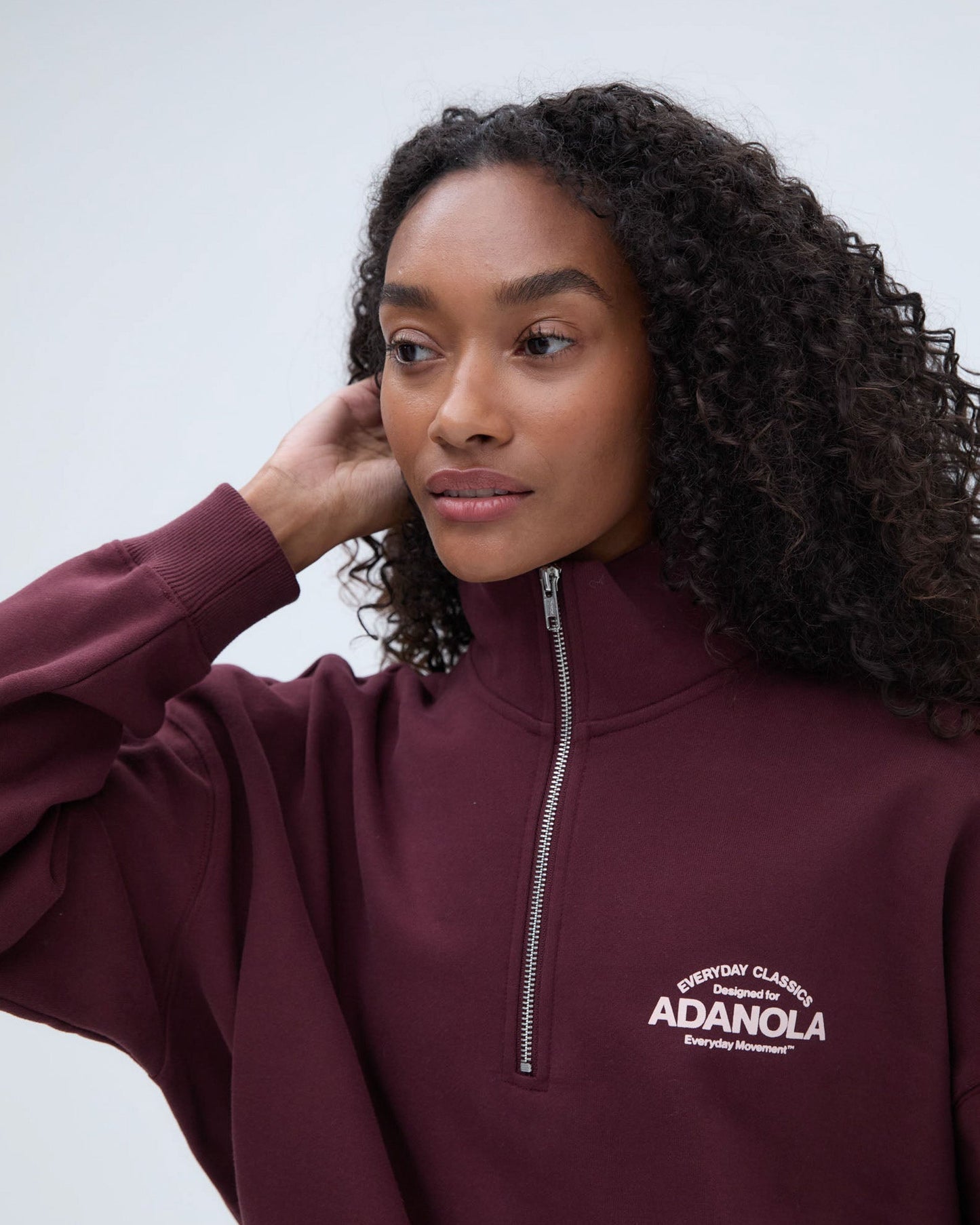 Classics Oversized Funnel Neck Zip Sweatshirt - Burgundy