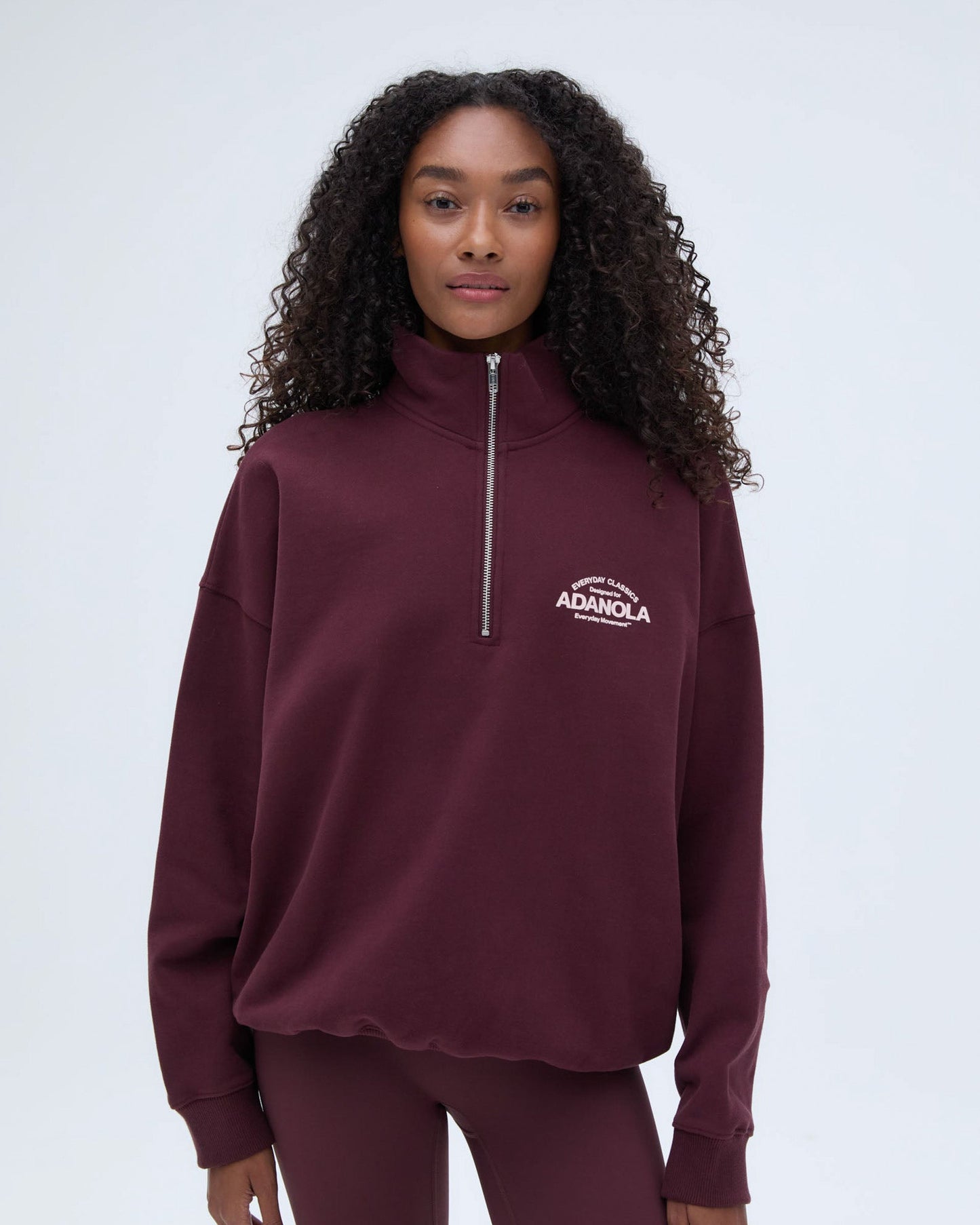 Classics Oversized Funnel Neck Zip Sweatshirt - Burgundy