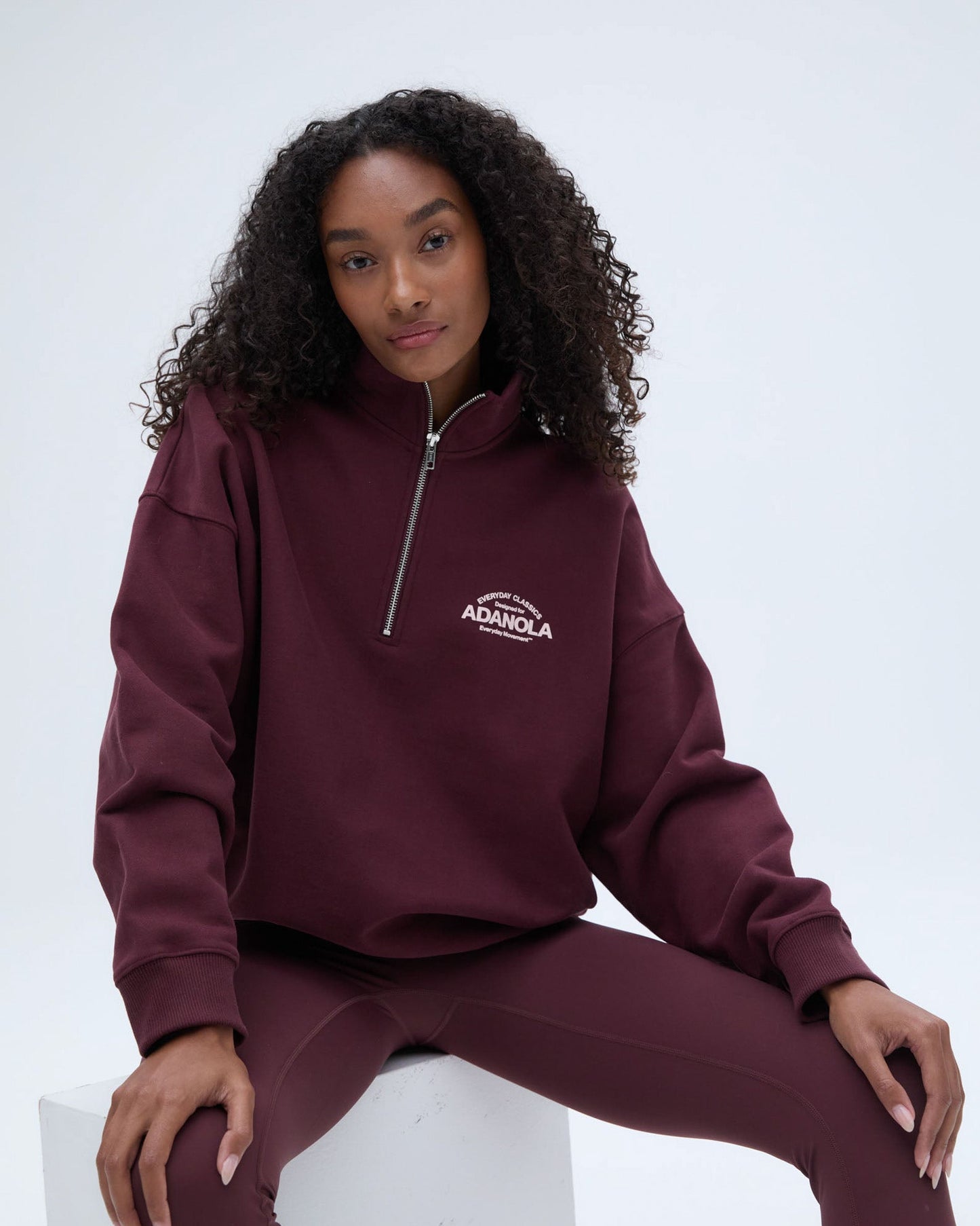 Classics Oversized Funnel Neck Zip Sweatshirt - Burgundy
