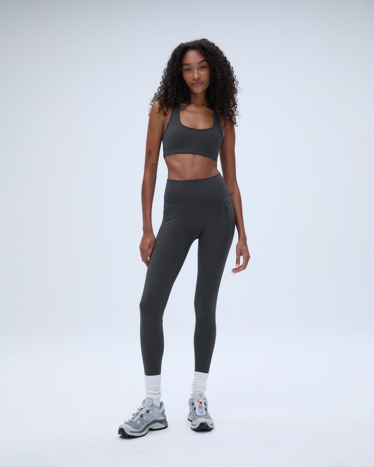 Ultimate Seam Detail Zip Pocket Leggings - Graphite Grey