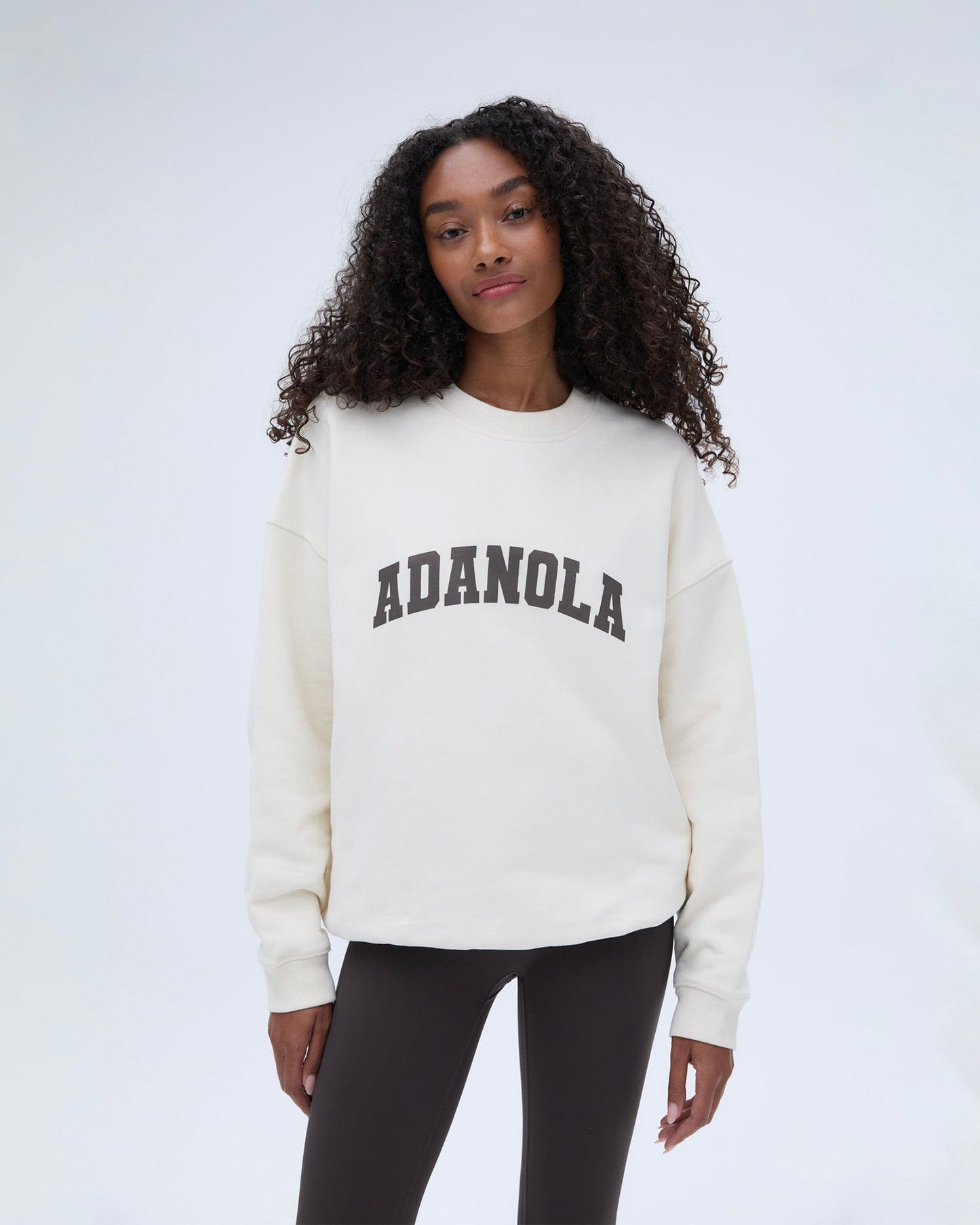 Varsity Oversized Sweatshirt - Marshmallow White/Coffee Bean