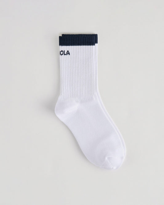 Single Stripe Socks - White/Navy Blue